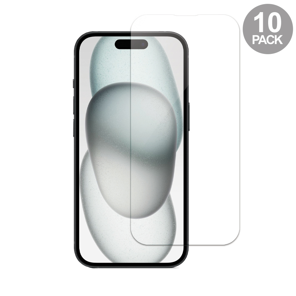 Uolo Shield Glass Bulk 10 Pack with Align Tray, iPhone 15